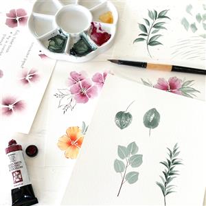 Evendale Cultural Arts Center Watercolor Floral Workshop with Cincinnati Calligraphers Guild