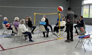 Evendale's chair-volleyball team at practice